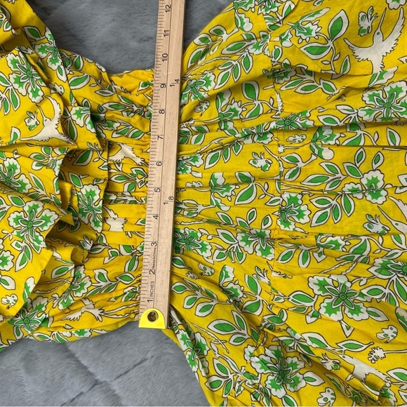 RHODE Yellow Ruffle Tiered Mini Dress Size XS Bird Coquette Festival Romantic - Picture 10 of 13